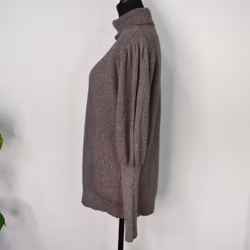 Stickad Polotröja Med Puffärm TAUPE