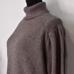 Stickad Polotröja Med Puffärm TAUPE