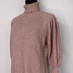 Stickad Polotröja Med Puffärm ROSE
