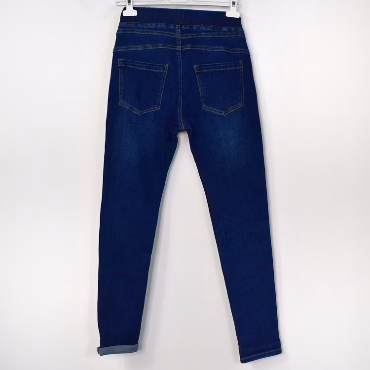 Jeans Resårmidja och Knappar MÖRK BLÅ - 3D Denim