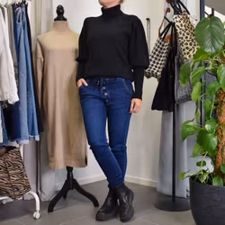 Jeans Resårmidja och Knappar MÖRK BLÅ - 3D Denim