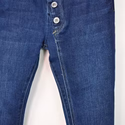 Jeans Resårmidja och Knappar MÖRK BLÅ - 3D Denim
