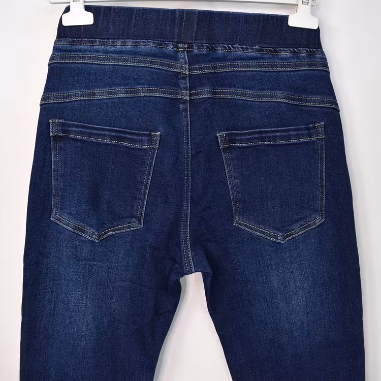 Jeans Resårmidja och Knappar MÖRK BLÅ - 3D Denim