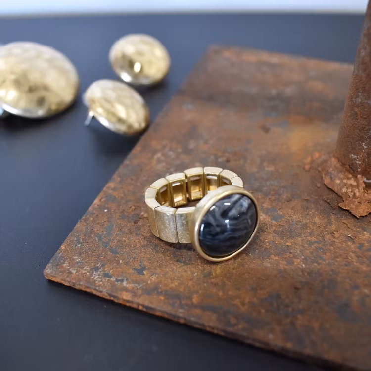 Elastisk ring Maya GULD/GRÅ - The Moshi