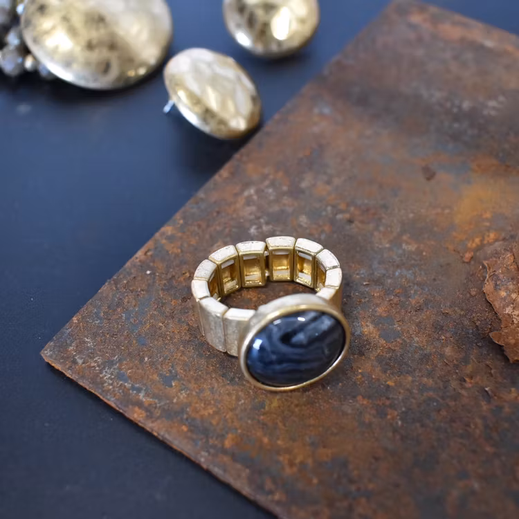 Elastisk ring Maya GULD/GRÅ - The Moshi
