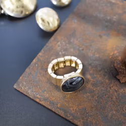 Elastisk ring Maya GULD/GRÅ - The Moshi