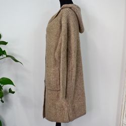 Stickad Kofta med Huva Recycled BEIGE