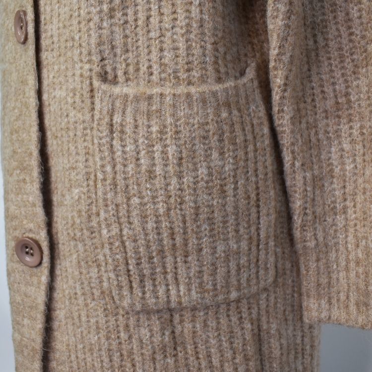 Stickad Kofta med Huva Recycled BEIGE