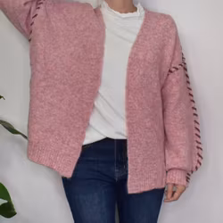 Stickad Kofta Recycled MELERAD ROSA