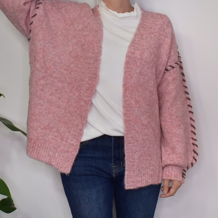 Stickad Kofta Recycled MELERAD ROSA