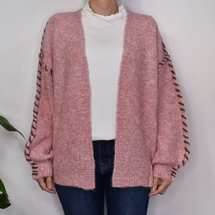 Stickad Kofta Recycled MELERAD ROSA