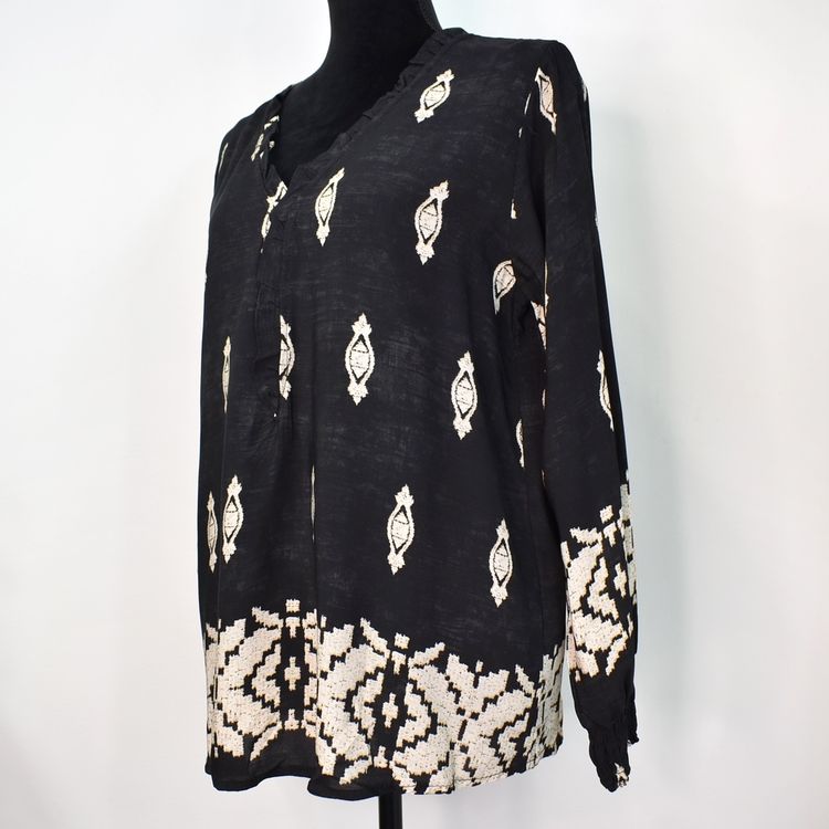 Blus Mayra Mönstrad SVART - Marta du Chateau