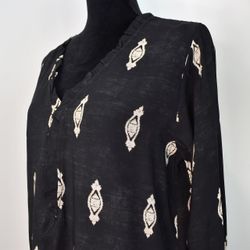 Blus Mayra Mönstrad SVART - Marta du Chateau