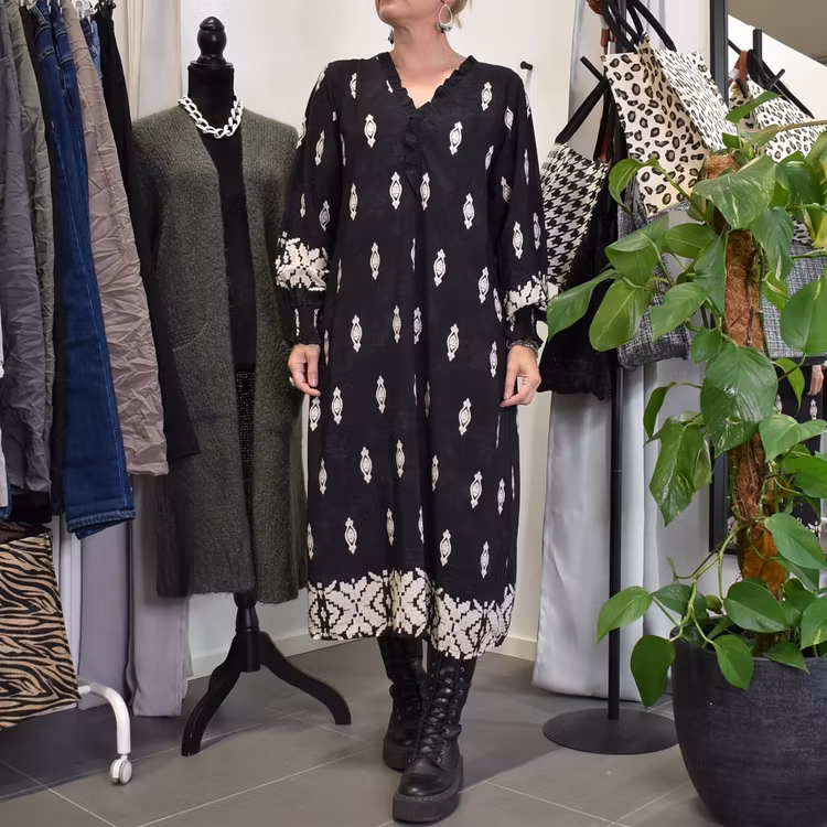 Klänning Mariana Mönstrad SVART - Marta du Chateau