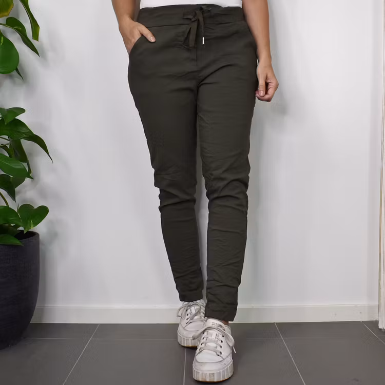 Stretchig Byxa MÖRK KAKI