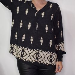 Blus Mayra Mönstrad SVART - Marta du Chateau