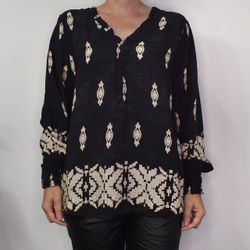 Blus Mayra Mönstrad SVART - Marta du Chateau
