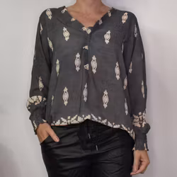 Blus Mayra Mönstrad GRÅ - Marta du Chateau