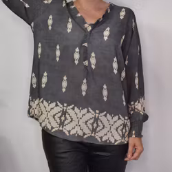 Blus Mayra Mönstrad GRÅ - Marta du Chateau