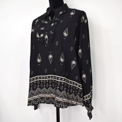 Blus Aya Mönstrad SVART/BEIGE - Marta du Chateau
