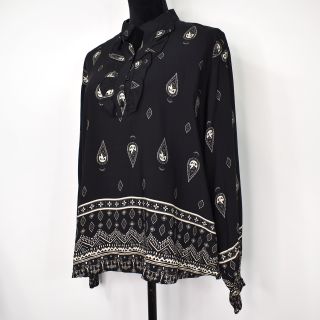 Blus Aya Mönstrad SVART/BEIGE - Marta du Chateau