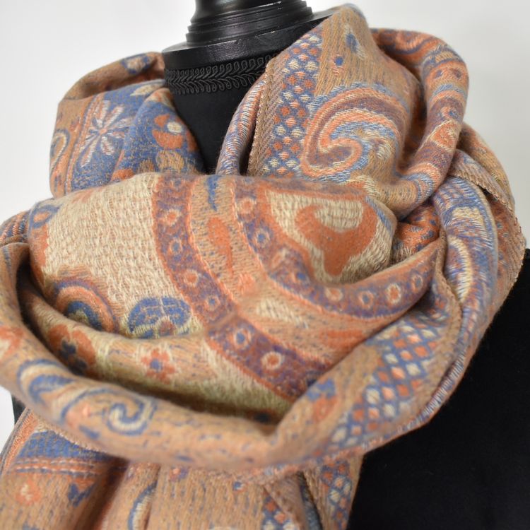 Halsduk med Fransar Mönstrad MULTI BEIGE