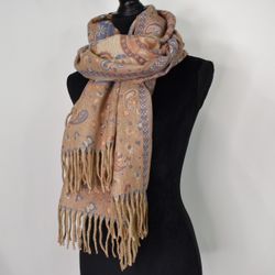Halsduk med Fransar Mönstrad MULTI BEIGE