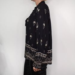 Blus Aya Mönstrad SVART/BEIGE - Marta du Chateau