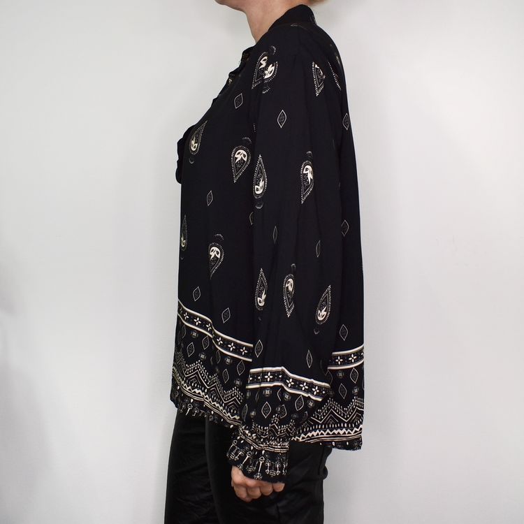 Blus Aya Mönstrad SVART/BEIGE - Marta du Chateau