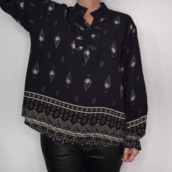 Blus Aya Mönstrad SVART/BEIGE - Marta du Chateau