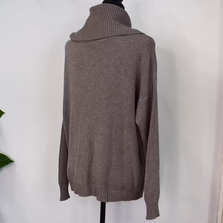 Finstickad Tröja Lös Polo TAUPE