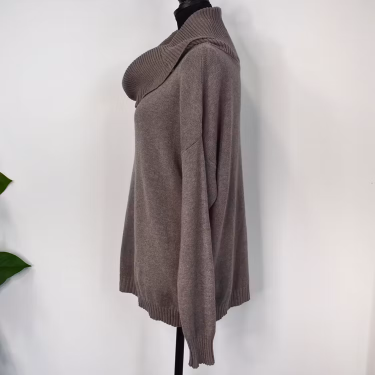 Finstickad Tröja Lös Polo TAUPE
