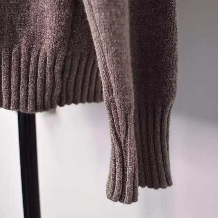 Finstickad Tröja Lös Polo TAUPE