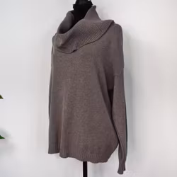 Finstickad Tröja Lös Polo TAUPE