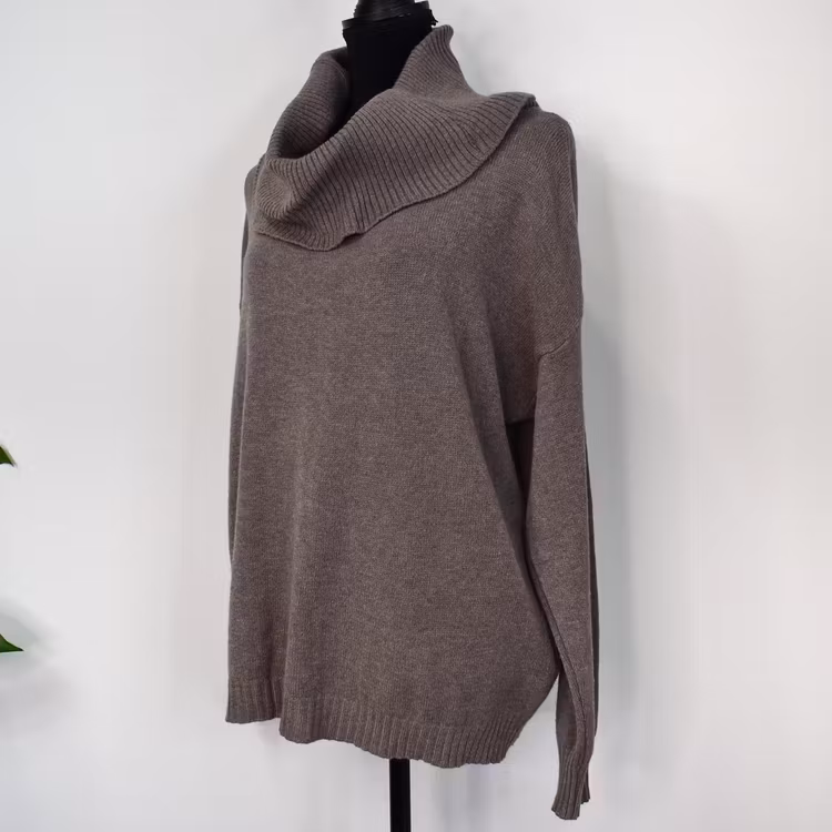 Finstickad Tröja Lös Polo TAUPE