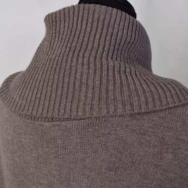 Finstickad Tröja Lös Polo TAUPE