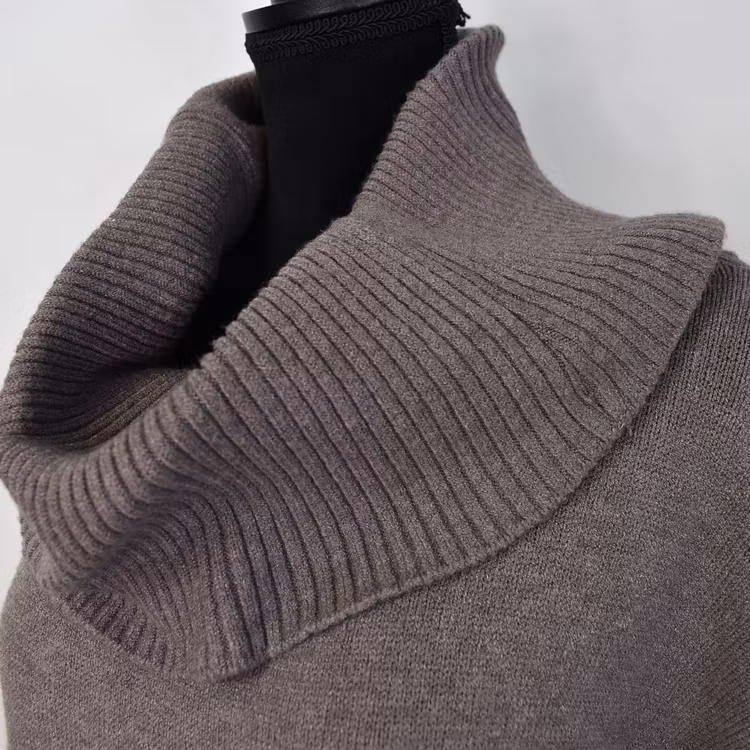 Finstickad Tröja Lös Polo TAUPE