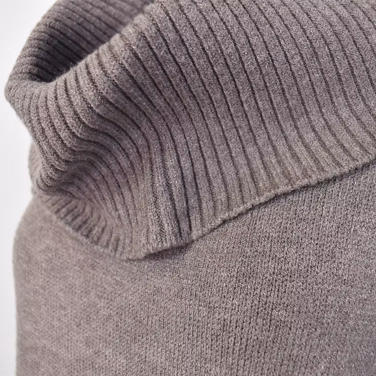 Finstickad Tröja Lös Polo TAUPE