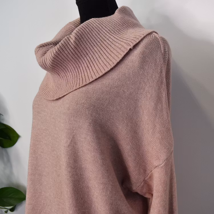 Finstickad Tröja Lös Polo ROSE