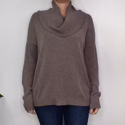 Finstickad Tröja Lös Polo TAUPE