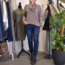 Finstickad Tröja Lös Polo TAUPE