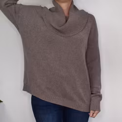 Finstickad Tröja Lös Polo TAUPE