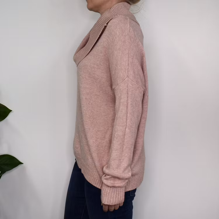 Finstickad Tröja Lös Polo ROSE