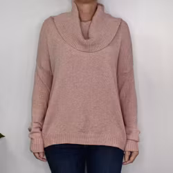 Finstickad Tröja Lös Polo ROSE