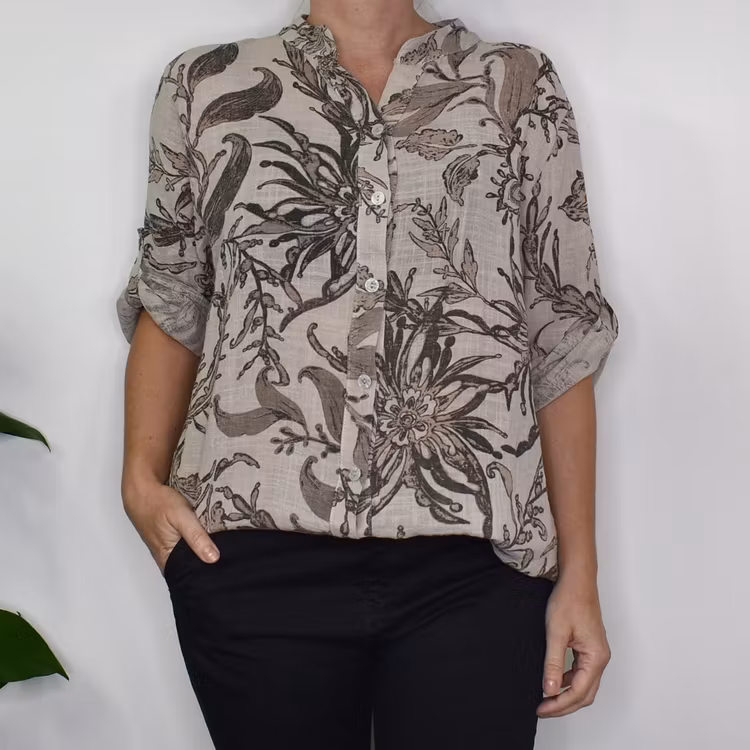 Blus Ellie Mönstrad BEIGE - Mix By Heart