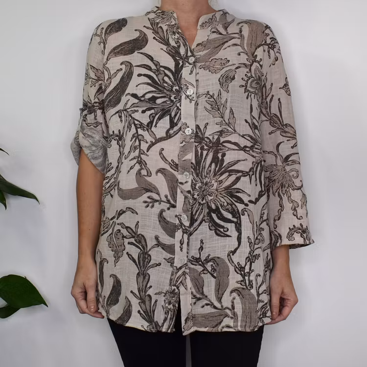 Blus Ellie Mönstrad BEIGE - Mix By Heart