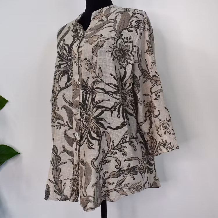 Blus Ellie Mönstrad BEIGE - Mix By Heart