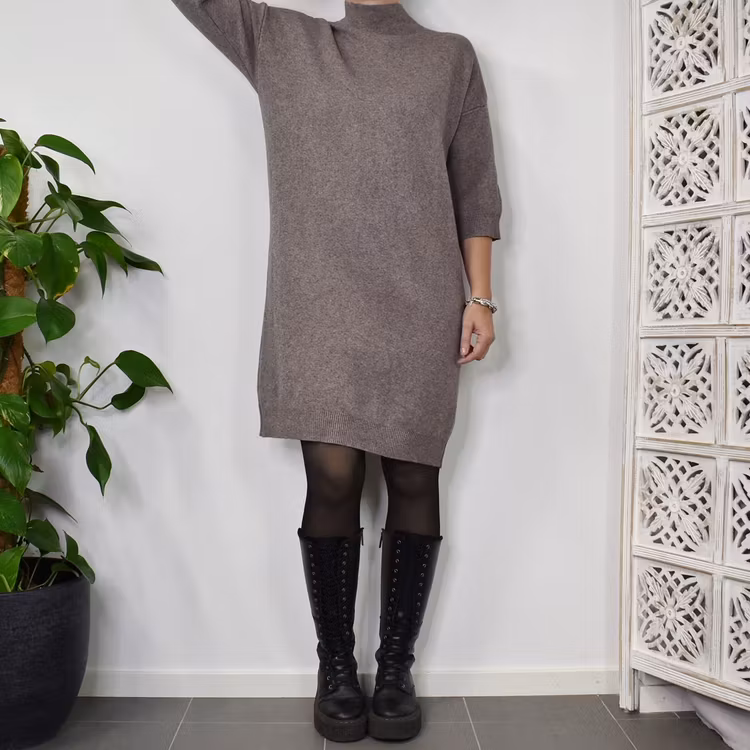 Klänning Halvpolo TAUPE