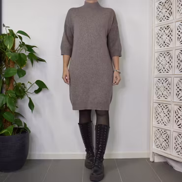 Klänning Halvpolo TAUPE