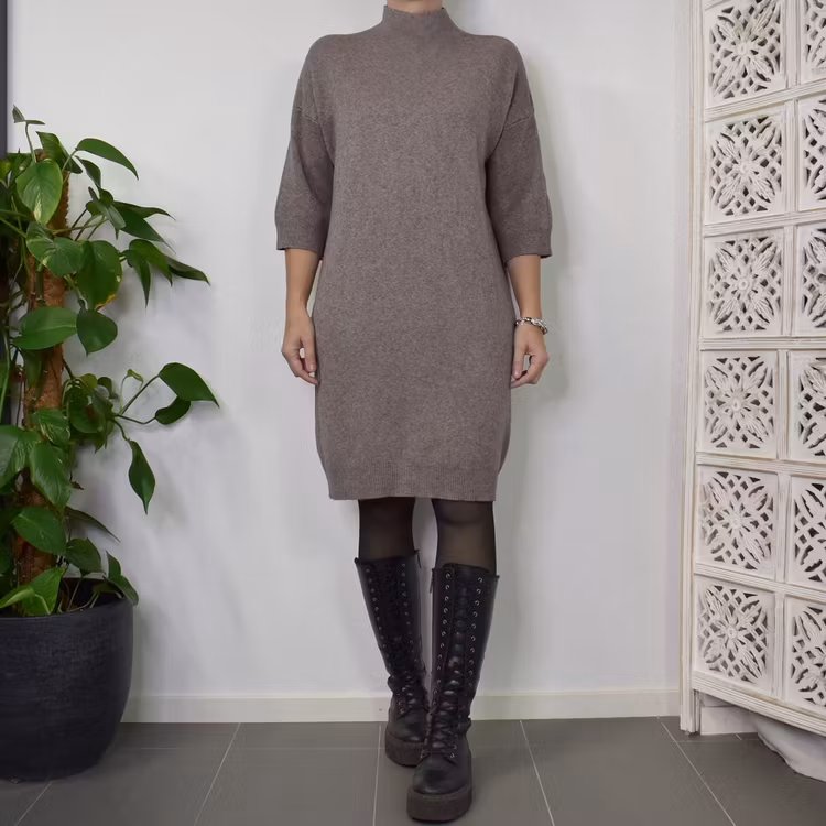 Klänning Halvpolo TAUPE